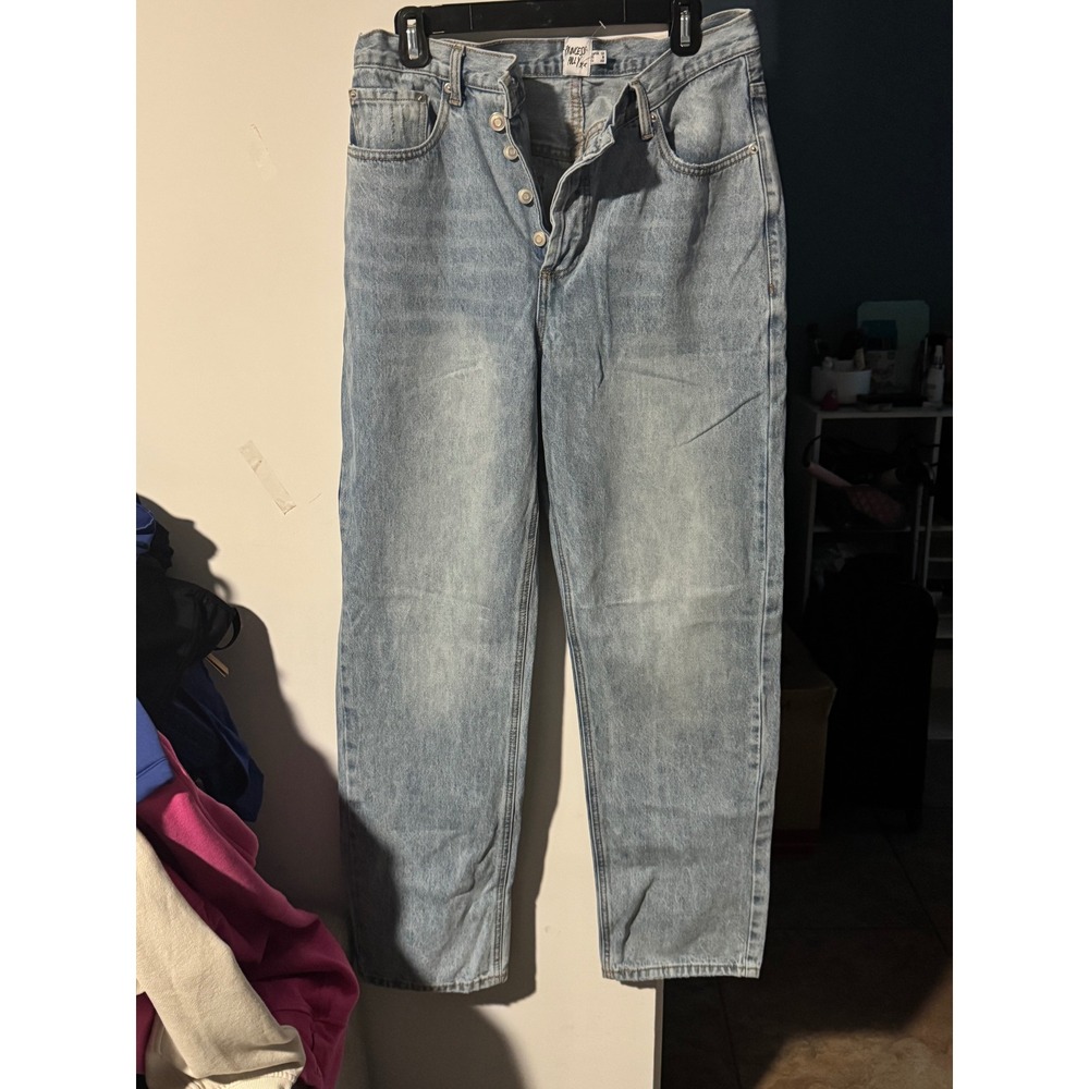 Princess Polly Womens Light Wash Button Fly Straight‎ Leg Jeans Blue Size US 8